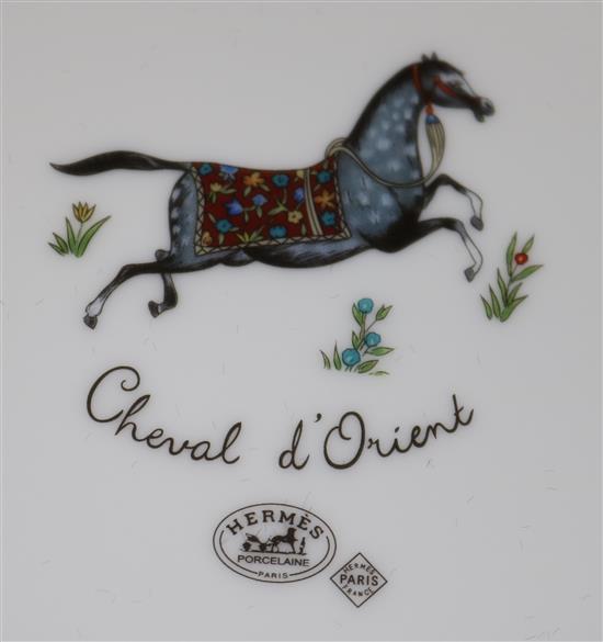 A pair of Hermes porcelain Cheval dOrient bell shaped vases, 17.5cm, with original boxes